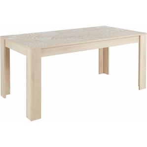 Esstisch LC Miro Tische Gr. B/H/T: 180 cm x 79 cm x 90 cm, ohne Auszug, braun (eichefarben sägerau mit siebdruck) Esstische rechteckig Tisch Breite 180 cm oder ohne Ansteckplatten
