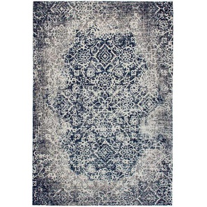 Orientalischer Teppich in Grau und Blau Chenillegewebe
