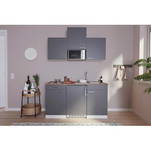 Respekta Miniküche Singleküchen , Grau , Kunststoff , 1,2 Schubladen , 150 cm , Frontauswahl, links aufbaubar, rechts aufbaubar , Küchen, Miniküchen