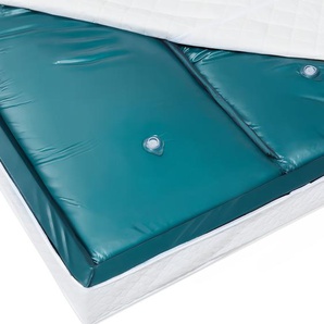 Wasserbettmatratze Blau Vinyl 180 x 200 cm Dual System Leicht beruhigt Mittelfest zwei Wasserkerne mit identischen Beruhigungsstufen