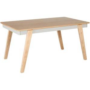 Esstisch Hellbraun und Grau MDF-Tischplatte mit Holzbeinen 150 x 90 cm Rechteckig für 4 Personen Moderner Stil Esszimmer Küche Wohnküche