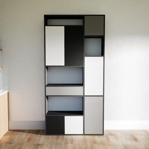 Aktenschrank Weiß - Büroschrank: Schubladen in Grau & Türen in Weiß - Hochwertige Materialien - 115 x 233 x 34 cm, Modular