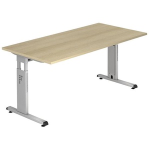Venda Schreibtisch , Eiche , Metall , rechteckig , C-Form , 80x65-85 cm , Arbeitszimmer, Schreibtische, Bürotische