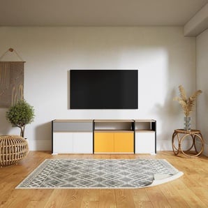 Sideboard Weiß - Sideboard: Schubladen in Grau & Türen in Weiß - Hochwertige Materialien - 190 x 62 x 34 cm, konfigurierbar