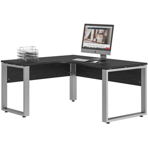 Schreibtisch in Eckform mit Bügelgestell Metall