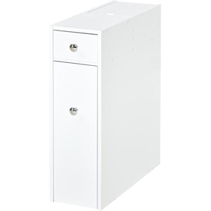 HOMCOM® Badmöbel Badezimmerschrank Badschrank mit 2 Schubladen und 1 Ablagefach Holz Weiß 48 x 17 x 58 cm
