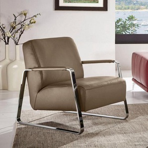 W.SCHILLIG Cocktailsessel quadroo, mit bezogenen Armlehnen, Gestell in Chrom glänzend