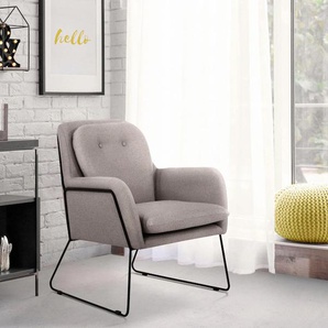 Sessel INOSIGN Flin Gr. Struktur fein, Füße schwarz, B/H/T: 69 cm x 86 cm x 75 cm, beige Einzelsessel Sessel mit Knöpfen und Kissenoptik im Rücken