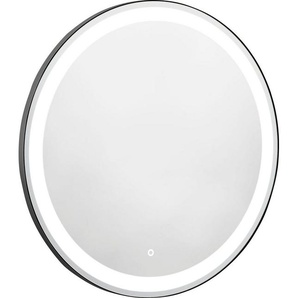 Badspiegel LED Spiegel Cervo (Komplett-Set, 1-St), Runder Spiegel mit schwarzem Rahmen