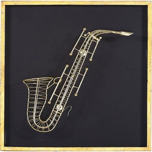 Metallbild GUTMANN FACTORY Moda Saxophon Bilder Gr. B/H/T: 61 cm x 61 cm x 12 cm, schwarz (schwarz, messing) Bilder