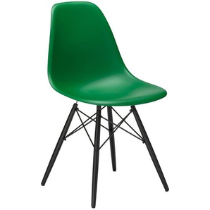 Vitra Stuhl Eames Plastic Side Chair DSW 83x46.5x55 cm grün, Gestell: Ahorn schwarz, Designer Charles & Ray Eames