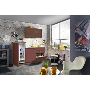 Welnova Miniküche , Rot, Nussbaum , Metall , 180 cm , in den Filialen seitenverkehrt erhältlich , Küchen, Miniküchen