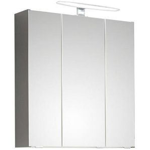 Xora Spiegelschrank , Grau , Metall , 6 Fächer , 65x70x16 cm , Badezimmer, Badezimmerspiegel, Spiegelschränke