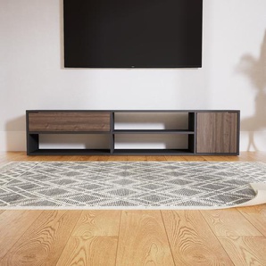 Lowboard Nussbaum - TV-Board: Schubladen in Nussbaum & Türen in Nussbaum - Hochwertige Materialien - 190 x 41 x 34 cm, Komplett anpassbar