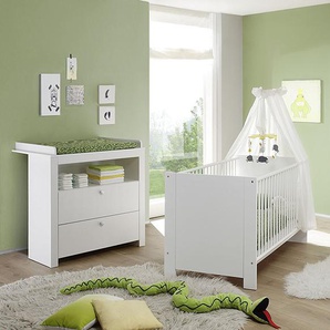Kinderzimmer Möbel Set Olivia  Baby Kleiderschrank Babybett Wickelkommode weiß