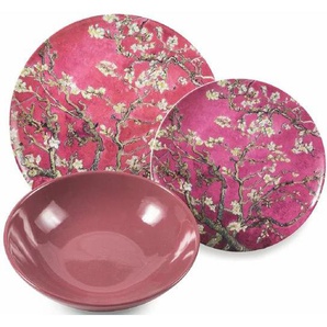Teller-Set VILLA DESTE Japanese Dream Geschirr-Sets rosa Wohnaccessoires Tafelservice 18-teilig für 6 Personen