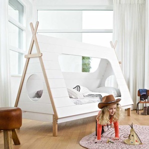 Tipi Kinderbett aus Kiefer Massivholz Weiß