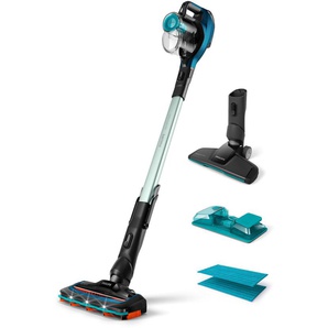 PHILIPS Nass-Trocken-Akkusauger FC6728/01 SpeedPro Aqua Akkusauger mit Wischfunktion, 180-Saugdüse, 50 Min. Akkulaufzeit, türkis blau (blau, grau) Akkusauger