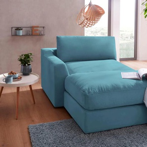Recamiere SIT&MORE Sofas B/H/T: 139 cm x 90 cm x 199 cm, Luxus-Microfaser ALTARA NUBUCK, Recamiere links, blau Longchair Longchairs Sofas
