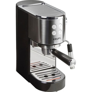 KRUPS Siebträgermaschine XP442C Virtuoso Kaffeemaschinen integrierter Tassenwärmer, automatische Abschaltung, 2-Tassen Funktion schwarz (edelstahlfarben, schwarz) Kaffee Espresso