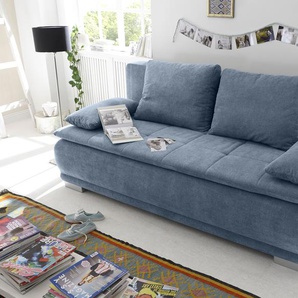 Couch Sofa Zweisitzer LUIGI Schlafcouch Schlafsofa ausziehbar denim blau 208cm