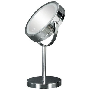 Kleine Wolke Leuchtspiegel Bright Mirror , Chrom , Metall, Glas , rund , 17.5x29.5x12 cm , feuchtraumgeeignet , Wohnspiegel, Kosmetikspiegel