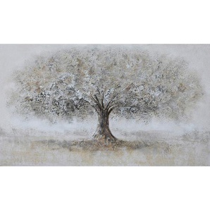 Monee Ölgemälde , Braun, Grau, Weiß , Holz, Textil , Kiefer , massiv , rechteckig , 120x70 cm , handgemalt, Keilrahmen , Bilder, Ölgemälde