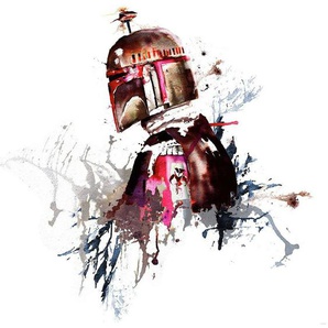 Komar Fototapete Star Wars Watercolor Boba Fett, glatt, Comic, Retro, bedruckt, mehrfarbig, BxH: 250x280 cm