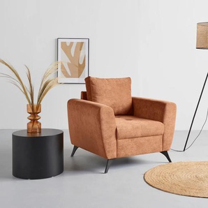 Sessel ANDAS Lörby Luxus Gr. Feincord, B/H/T: 96 cm x 90 cm x 92 cm, orange (terra) Polstersessel Belastbarkeit bis 140kg pro Sitzplatz, auch mit Aqua clean-Bezug