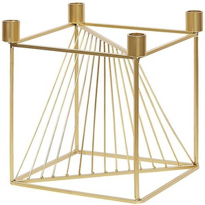 Kerzenständer Gold Metall für 4 Kerzen quadratisch moderner Look Dekoartikel Dekoration Wohnzimmer Salon Innenbereich