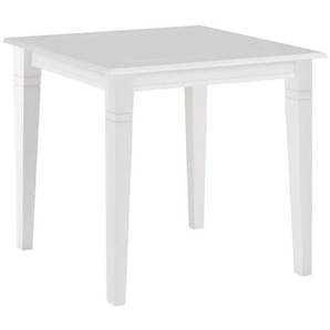 Weißer Tisch aus Kiefer Massivholz quadratischer Tischplatte