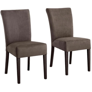 Stuhl HOME AFFAIRE Queen Stühle Gr. B/H/T: 46 cm x 93 cm x 64 cm, 2 St., Luxus-Microfaser Lederoptik, braun Holzstühle Stühle Beine aus massiver Buche, wengefarben lackiert