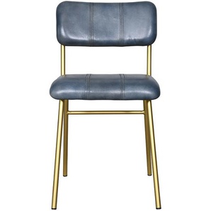 Clayre & Eef Esszimmer Stühle 44*55*80 cm Grau Blau Leder Esszimmer Stühle Küchenstühle Tischstühle