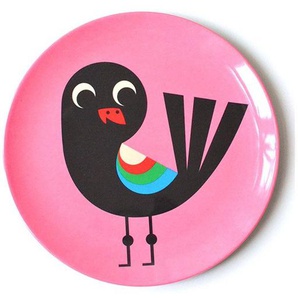 Kindergeschirr Teller Vogel pink, aus Melamin, Ingela P. Arrhenius für OMM Design