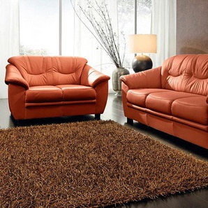 Polstergarnitur SIT&MORE Sitzmöbel-Sets Gr. Kunstleder SOFTLUX, orange (terrakotta) Couchgarnituren Sets Sitzmöbel-Sets Kunstleder SOFTLUX (2-tlg.), aus je einem 2- und 3-Sitzer