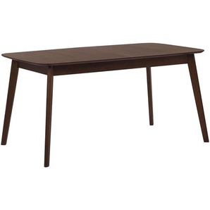 Esstisch Weiß mit Braun 90 x 150 cm Holzfurnierte Tischplatte Laminiert Rechteckig Klassisch