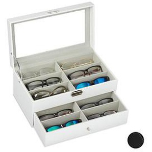 relaxdays Brillenbox weiß 33,5 x 19,5 x 15,5 cm