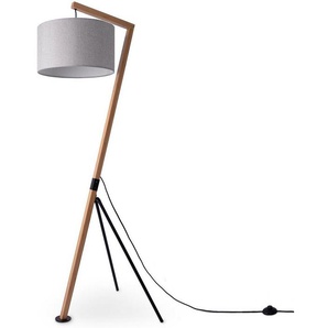 Paco Home Stehlampe GALLOW, ohne Leuchtmittel, Modern Wohnzimmer Dreibein Holz Metall Vintage E27 Galgen