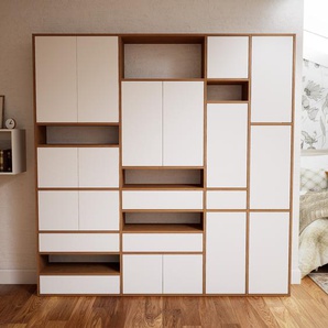 Schrankwand Weiß - Moderne Wohnwand: Schubladen in Weiß & Türen in Weiß - Hochwertige Materialien - 228 x 233 x 34 cm, Konfigurator