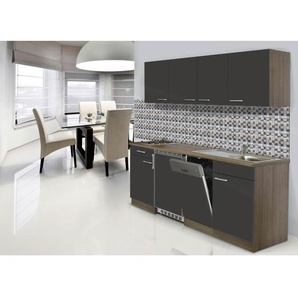 Respekta Küchenblock , Grau, Eiche , 1 Schubladen , 195 cm , Küchen, Küchenzeilen & Küchenblöcke