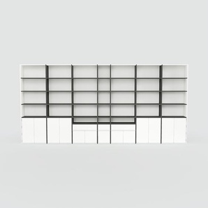 Regalsystem Weiß - Regalsystem: Schubladen in Weiß & Türen in Weiß - Hochwertige Materialien - 488 x 233 x 34 cm, konfigurierbar