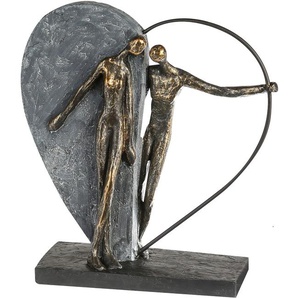 Dekofigur CASABLANCA BY GILDE Skulptur Heartbeat, bronze/grau Dekofiguren Gr. B/H/T: 28 cm x 31 cm x 10 cm, grau Figuren Skulpturen Dekoobjekt, Höhe 31 cm, Herz Form, Wohnzimmer