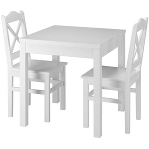 Weiße Essgruppe Tisch Stühle Kiefer Massivholz Esszimmer Holzmöbel Jugend