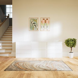 Kommode Weiß - Lowboard: Schubladen in Weiß & Türen in Weiß - Hochwertige Materialien - 226 x 79 x 34 cm, konfigurierbar