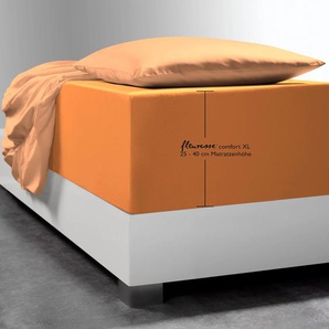 Spannbettlaken FLEURESSE Comfort XL Bettlaken B/L: 140-160 cm x 200-220 cm (1 St.), Mako-Jersey, 40 cm, orange Bettlaken Betttücher Laken mit Elasthan für besonders hohe Matratzen