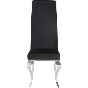 Stuhl LEONIQUE Christy Stühle Gr. B/H/T: 48 cm x 120 cm x 55 cm, Microfaser, Metall, schwarz (schwarz, chrom) 4-Fuß-Stuhl Polsterstuhl 4-Fuß-Stühle Stühle mit gebogenen Chromfüßen, in außergewöhnlichem Design,