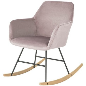 FST68-P Schaukelsessel Schaukelstuhl Relax Stuhl Sessel aus Samt und Buche Pink Belastbarkeit: 150kg