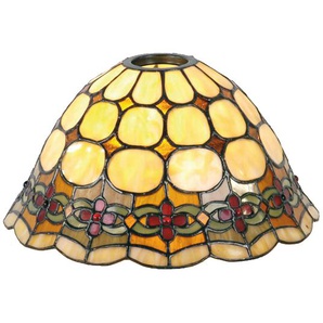 LumiLamp Lampenschirm Tiffany Ø 25*15 cm Beige Rot Glas Dreieck Lampenschirm Glas