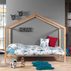 Haus Kinderbett aus Kiefer Massivholz 90x200 cm