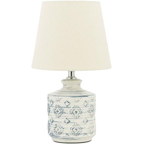 Tischlampe Beige Keramik 35 cm Stoffschirm Lampenfuß mit Muster Vasenform Kabel mit Schalter Retro-Stil